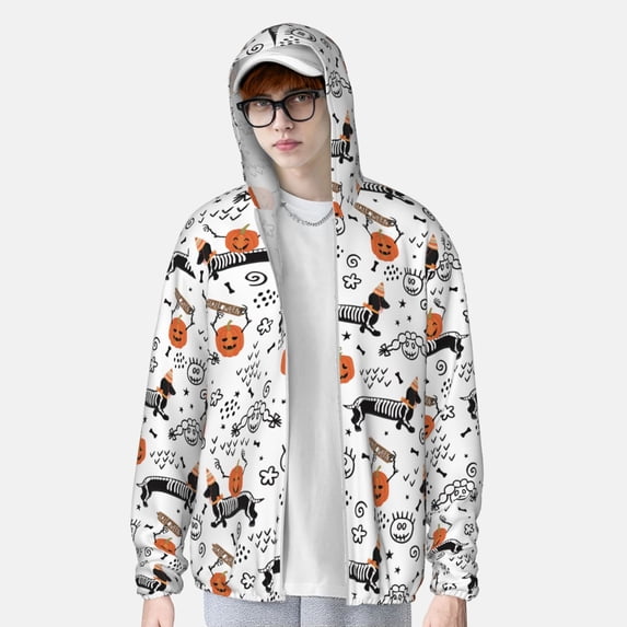 Lsque Halloween Dachshund UPF 50+ Lightweight Sun Protection Men's Women's Long Sleeve Shirt, Hoodie Performance -X-Large