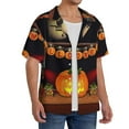 Lsque Halloween Decoration print Men's Cuban Collar Short Sleeve Shirt