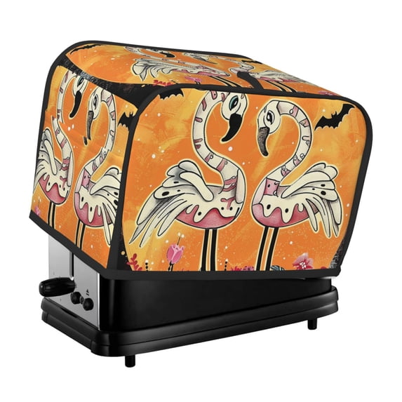 Lsque Halloween Flamingos Print 2 Slice Toaster Cover , Kitchen Appliance Dustproof Protector , Toaster Protector Dustproof Kitchen Appliance Cover
