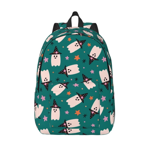 Lsque Halloween Ghosts Pattern Canvas Daypack, Durable Backpack, High-quality Versatile Backpack,Vintage Compact Backpack-Small