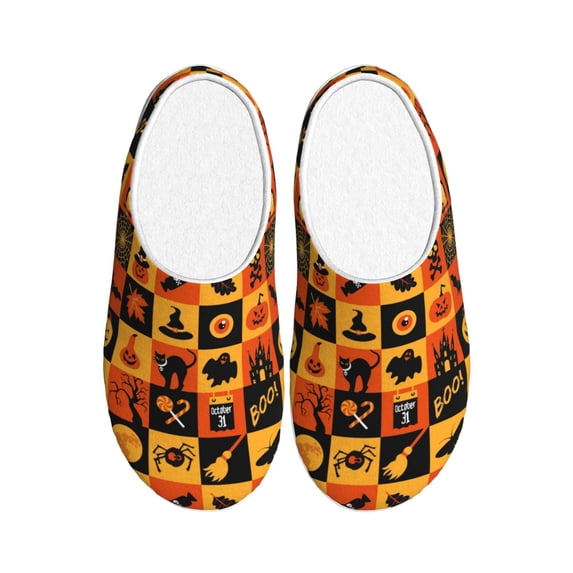 Lsque Halloween Pattern Womens Comfort Cotton on Scuff With Memory Foam and Anti-skid Sole Slipper-46/47