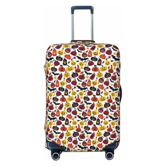Lsque Halloween Pumpkin Printed Luggage Cover, Travel Luggage Protector,Scratch and Dirt Resistant, Fits 18-32 Inch Luggage - Medium