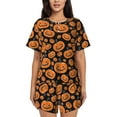 thumbnail image 1 of Lsque Halloween Pumpkins Women's Short-Sleeved Pajama Set - 2 Piece Soft and Lightweight Sleepwear Set-X-Large, 1 of 9