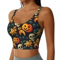 thumbnail image 1 of Lsque Halloween Skull Printed Women'S Sports Bra, Compression, Moisture Wicking, High-Impact Sports Bra For Women,Supportive sports bra-, 1 of 9
