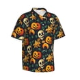 thumbnail image 1 of Lsque Halloween Skull pattern Hawaiian Shirt for Men, Unisex Summer Beach Casual Short Sleeve Button Down Shirts-Large, 1 of 9