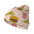 thumbnail image 1 of Lsque Hamburger Pizza Coke Pattern Knitted Beanie, Unisex Winter Hat, Knit Hat Winter Beanies Thick Fisherman Beanies Cuffed Plain Skull Caps, 1 of 6
