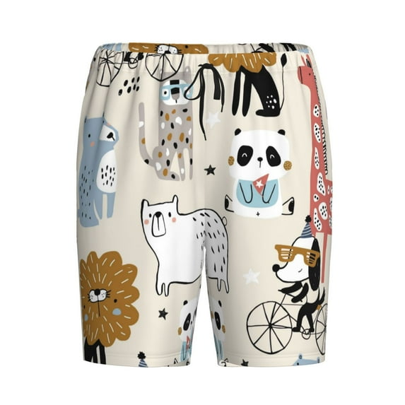 Lsque Hand Drawn Animals Mens Sleep Pajama Shorts,Short Pajama Pants, Cotton Ultra-Soft Knit-XX-Large