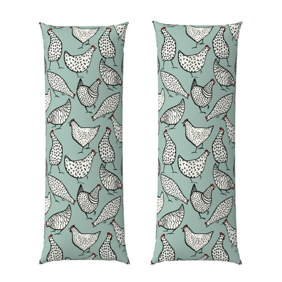 Lsque Hand Drawn Chickens Body Pillow Case Cover,Ultra-Soft Microfiber Bed Pillow Cases 20x54 inches,Elegant Bedding,Breathable Durable Pillow Cover with Envelope Closure