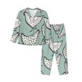 thumbnail image 1 of Lsque Hand Drawn Chickens Pattern Long Sleeve Pajama Set for Women - Soft 2-Piece Sleepwear and Loungewear Set with Pockets, Comfy Nightwear-Large, 1 of 7