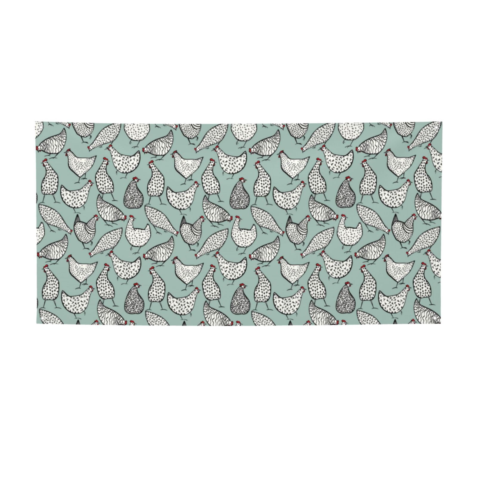 Lsque Hand Drawn Chickens Pattern Party Banner, Festive Banner ...