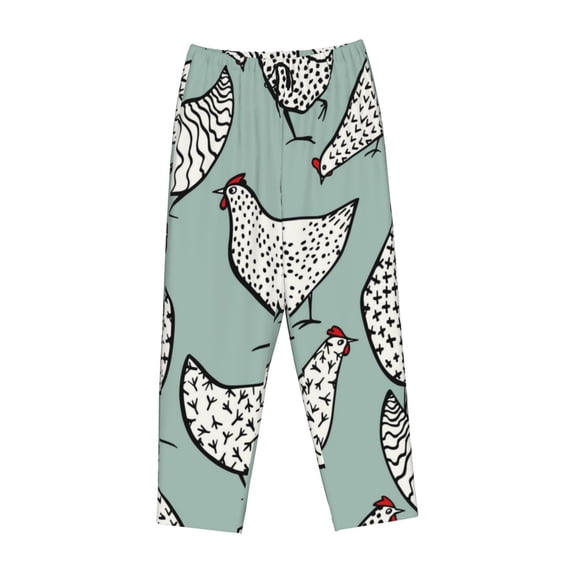 Lsque Hand Drawn Chickens Print Women's Pajama Pants, Lounge Pant - Comfortable Home Wear,Elastic Waistband, Stylish Design-Large