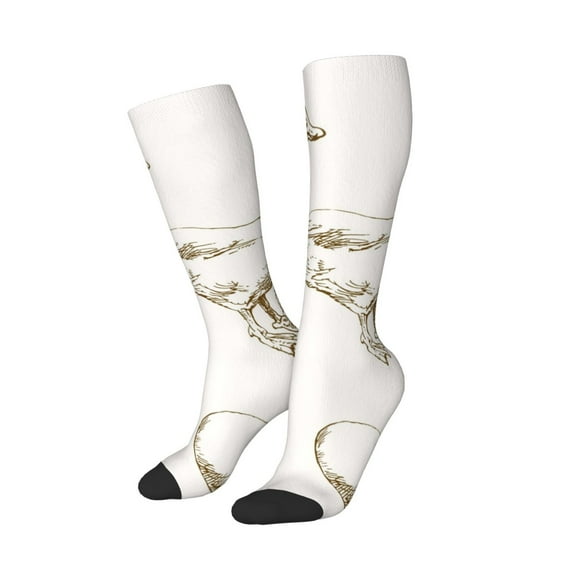 Lsque Hand Drawn Goose Printed Crew Socks Men's Women's LightWeight Thin Casual Calf Socks ,Knee High Socks,Cotton Socks