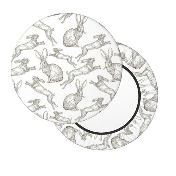 Lsque Hand Drawn Rabbit Round Bar chair cushion covers Velvet Fabric Premium Comfort Protects from Scratches and Stains for 14-17 Inch Chair- 12 inch
