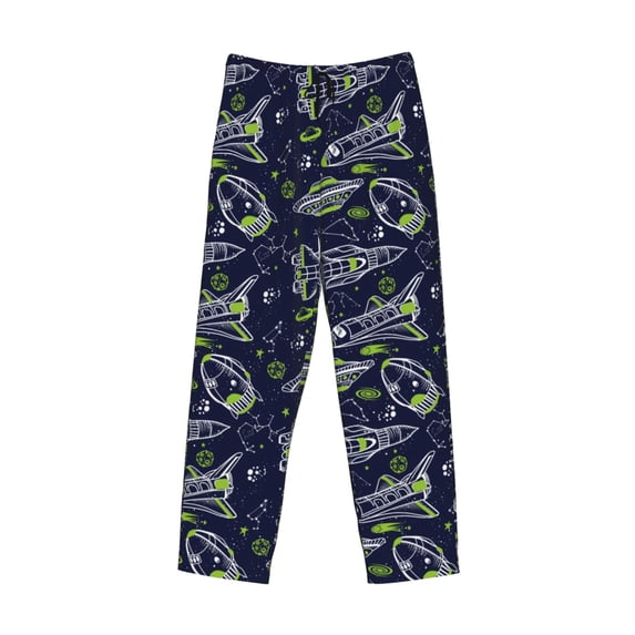 Lsque Hand Drawn Rockets Print Men's Pajama Pants, Lounge Pant - Comfortable Home Wear,Elastic Waistband, Stylish Design-XX-Large