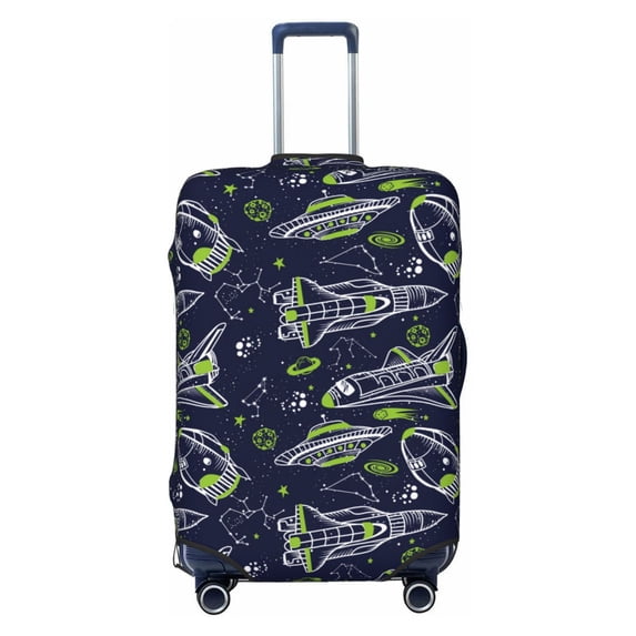 Lsque Hand Drawn Rockets Printed Luggage Cover, Travel Luggage Protector,Scratch and Dirt Resistant, Fits 18-32 Inch Luggage - Small