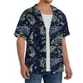 thumbnail image 1 of Lsque Hand Drawn Rockets print Men's Cuban Collar Short Sleeve Shirt Summer Beachwear Casual Button Down Fashionable Vacation Leisure Shirt-XX-Large, 1 of 7