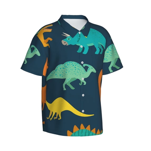 Lsque Hand Drawn Seamless pattern Hawaiian Shirt for Men, Unisex Summer Beach Casual Short Sleeve Button Down Shirts-X-Large