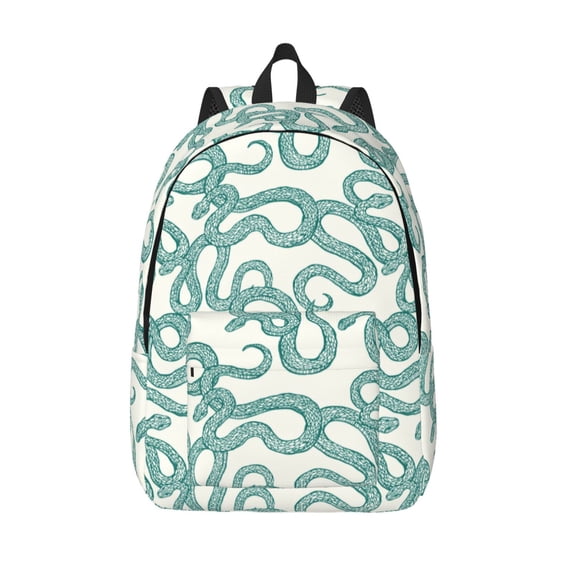 Lsque Hand Drawn Snake Pattern Canvas Daypack, Durable Backpack, High-quality Versatile Backpack,Vintage Compact Backpack-Small