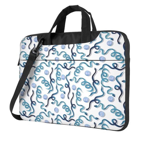 Lsque Hand Drawn Snake Pattern Laptop Bag – Portable & Slim Single-Shoulder Computer Case with Adjustable Strap, Protective, Lightweight for 13”/14”/15.6” Laptops