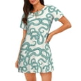 thumbnail image 1 of Lsque Hand Drawn Snake Pattern Nightgowns for Women Sleep Shirts Short Sleeve Nightshirt Pullover Nightdress Soft Sleepwear Relaxed Fit Nightdress, 1 of 6