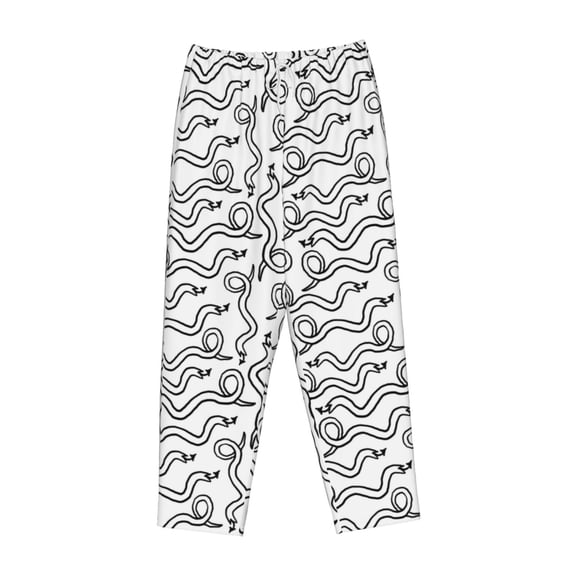 Lsque Hand Drawn Snake Print Women's Pajama Pants, Lounge Pant - Comfortable Home Wear,Elastic Waistband, Stylish Design-Small