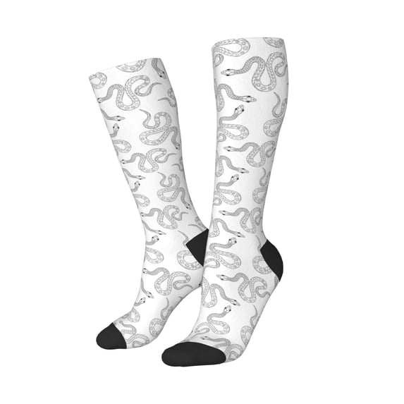 Lsque Hand Drawn Snake Printed Crew Socks Men's Women's LightWeight Thin Casual Calf Socks ,Knee High Socks,Cotton Socks