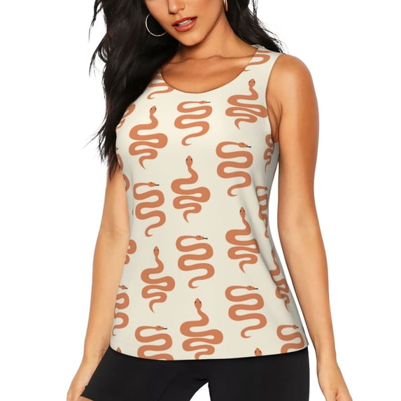 Lsque Hand Drawn Snake Printed Workout Tank Tops for Women, Athletic Sports Tank Tops, Compression Sleeveless Dry Fit Shirts,Sleeveless Yoga Shirt-XX-Large