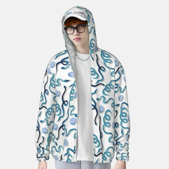 Lsque Hand Drawn Snake UPF 50+ Lightweight Sun Protection Men's Women's Long Sleeve Shirt, Hoodie Performance -X-Large