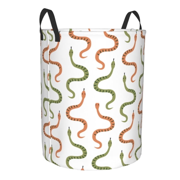 Lsque Hand Drawn Snake pattern Laundry Hamper Basket, Tall Woven Rope Hamper Basket for Clothes, Lightweight Storage Basket, Collapsible Waterproof-Medium