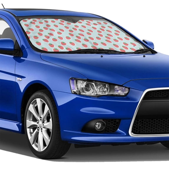 Lsque Hand Drawn Strawberry Car Windshield Sun Shade | Accordion Folding Style Auto Shade for Car Truck SUV Van | Blocks UV Rays Sun Visor Protector | Medium