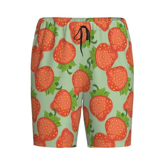 Lsque Hand Drawn Strawberry Mens Sleep Pajama Shorts,Short Pajama Pants, Cotton Ultra-Soft Knit-Large