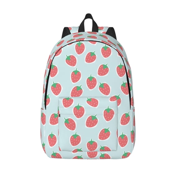 Lsque Hand Drawn Strawberry Pattern Canvas Daypack, Durable Backpack, High-quality Versatile Backpack,Vintage Compact Backpack-Medium