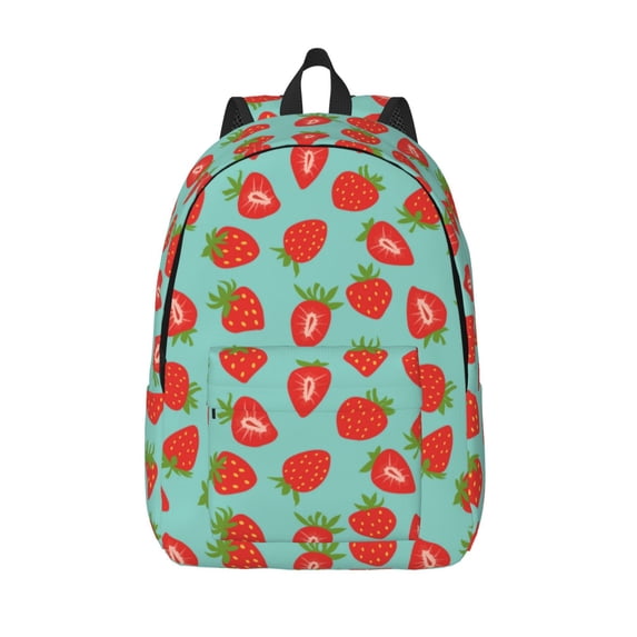 Lsque Hand Drawn Strawberry Pattern Canvas Daypack, Durable Backpack, High-quality Versatile Backpack,Vintage Compact Backpack-Medium