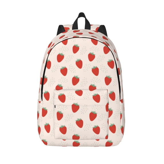 Lsque Hand Drawn Strawberry Pattern Canvas Daypack, Durable Backpack, High-quality Versatile Backpack,Vintage Compact Backpack-Small