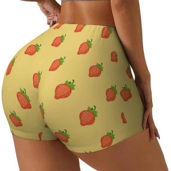 Lsque Hand Drawn Strawberry Pattern High Waisted Biker Shorts for Women-Tummy Control Fitness Athletic Workout Running Yoga Gym Shorts,Moisture-Wicking-XX-Large