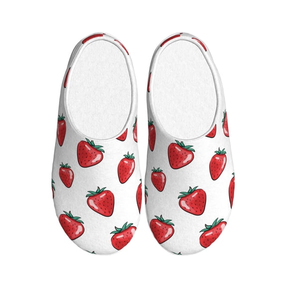 Lsque Hand Drawn Strawberry Pattern Womens Comfort Cotton on Scuff With Memory Foam and Anti-skid Sole Slipper-39/40