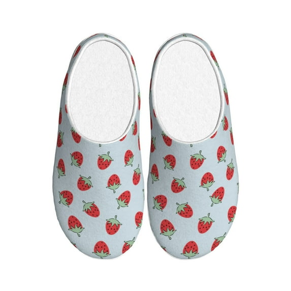 Lsque Hand Drawn Strawberry Pattern Womens Comfort Cotton on Scuff With Memory Foam and Anti-skid Sole Slipper-39/40