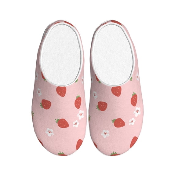 Lsque Hand Drawn Strawberry Pattern Womens Comfort Cotton on Scuff With Memory Foam and Anti-skid Sole Slipper-42/43