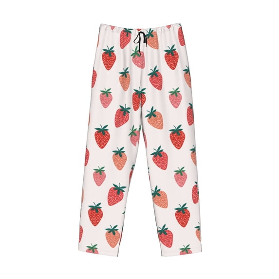 Lsque Hand Drawn Strawberry Print Men's Pajama Pants, Lounge Pant - Comfortable Home Wear,Elastic Waistband, Stylish Design-Medium