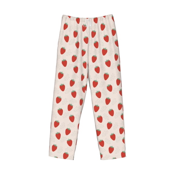 Lsque Hand Drawn Strawberry Print Men's Pajama Pants, Lounge Pant - Comfortable Home Wear,Elastic Waistband, Stylish Design-X-Large