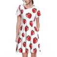 thumbnail image 1 of Lsque Hand Drawn Strawberry Print Women's Casual Dress T-Shirt Summer Short Sleeve Scoop Neck Swing Dresses, 1 of 6