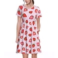 thumbnail image 1 of Lsque Hand Drawn Strawberry Print Women's Casual Dress T-Shirt Summer Short Sleeve Scoop Neck Swing Dresses, 1 of 6