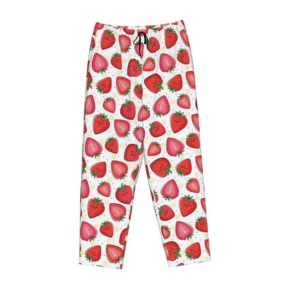 Lsque Hand Drawn Strawberry Print Women's Pajama Pants, Lounge Pant - Comfortable Home Wear,Elastic Waistband, Stylish Design-XX-Large