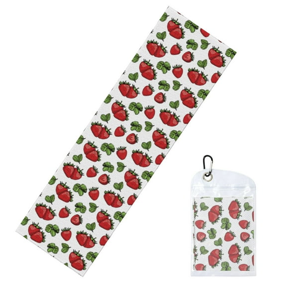 Lsque Hand Drawn Strawberry Printed Cooling Towel (40"x 12"), Ice Towel, Microfiber, Soft Breathable Chilly Towel for Yoga, Sport, Gym, Workout, Fitness, Running
