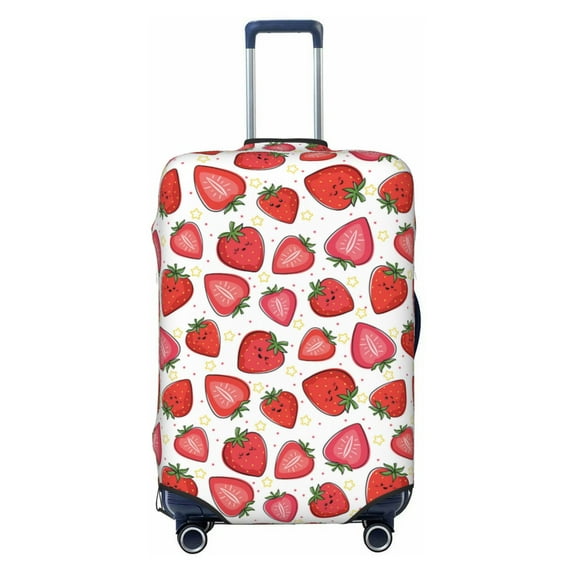 Lsque Hand Drawn Strawberry Printed Luggage Cover, Travel Luggage Protector,Scratch and Dirt Resistant, Fits 18-32 Inch Luggage - Small