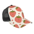 thumbnail image 1 of Lsque Hand Drawn Strawberry Printed Trucker Hat - Baseball Cap for Men Women - Breathable Mesh Side, Adjustable Fit - for Casual Wear, 1 of 7
