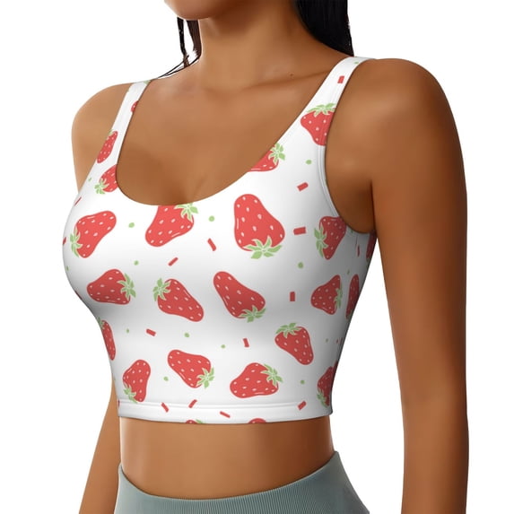 Lsque Hand Drawn Strawberry Printed Women'S Sports Bra, Compression, Moisture Wicking, High-Impact Sports Bra For Women,Supportive sports bra-Small