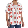 thumbnail image 1 of Lsque Hand Drawn Strawberry print Men's Cuban Collar Short Sleeve Shirt Summer Beachwear Casual Button Down Fashionable Vacation Leisure Shirt-X-Large, 1 of 7