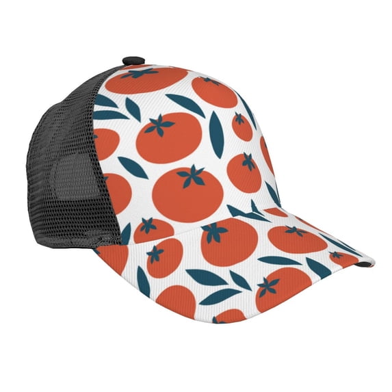 Lsque Hand Drawn Tomatoes Printed Trucker Hat - Baseball Cap for Men Women - Breathable Mesh Side, Adjustable Fit - for Casual Wear