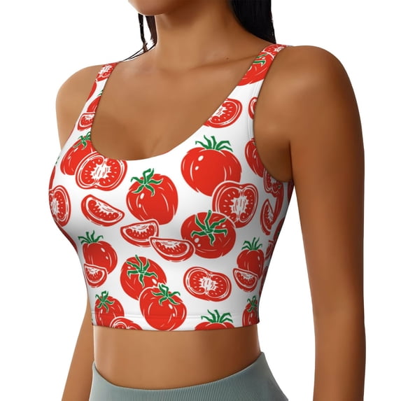 Lsque Hand Drawn Tomatoes Printed Women'S Sports Bra, Compression, Moisture Wicking, High-Impact Sports Bra For Women,Supportive sports bra-Large